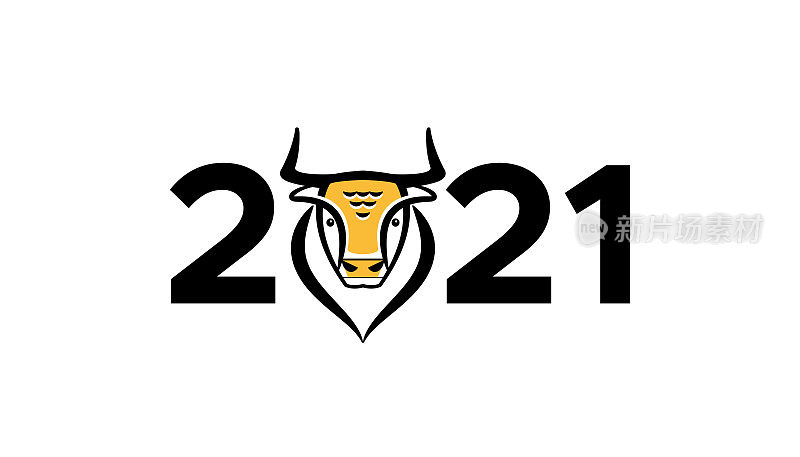 2021 is the year of the bull. stylized bull isolated on a white background - a symbol of the new year. Eastern horoscope